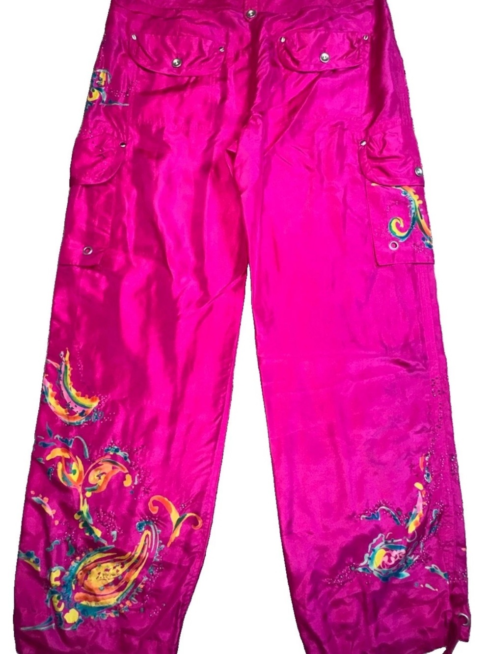 Ralph Lauren Bali Brits Collection Silk Beaded Cargo Pants Pink Sz 12 NWT $498 - Picture 3 of 16